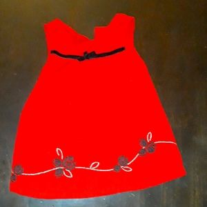 Curduroy dress with floral embroidery